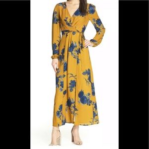 Chelsea28 Floral Print Faux Wrap Maxi Dress size S